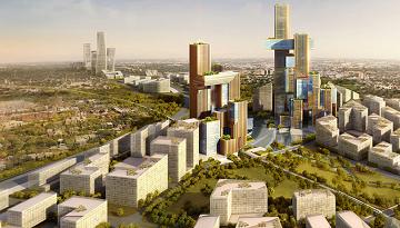 Artist Perspective of the new $7.4 billion city in Modderfontein, Johannesburg, to be developed by Hong Kong listed Shanghai Zendai.